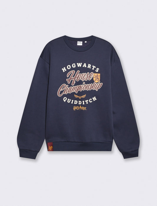 Harry Potter Crew Neck Sweatshirt for Men Boxy Fit - Blue