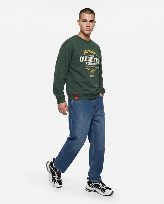 Harry Potter Crew Neck Sweatshirt for Men Boxy Fit - Green