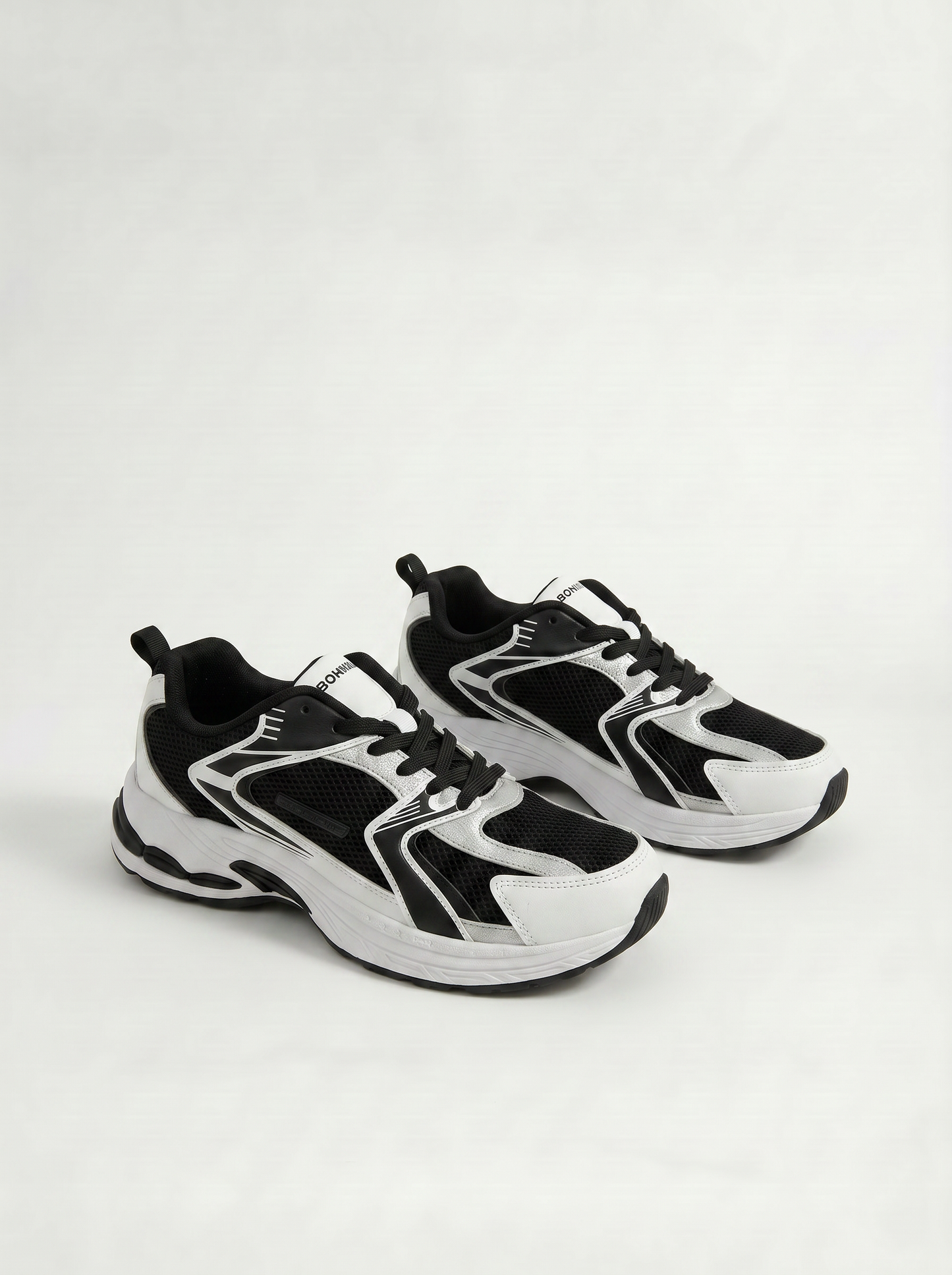 Sneakers in tessuto tecnico a contrasto - Nero