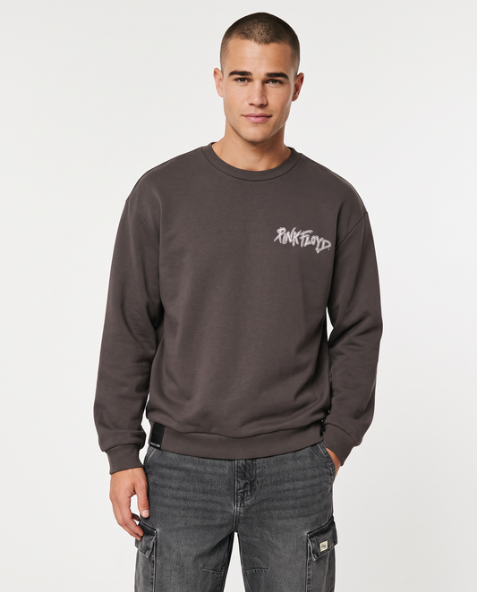 Boxy Fit Crewneck Sweatshirt Pink Floyd Men - Grey