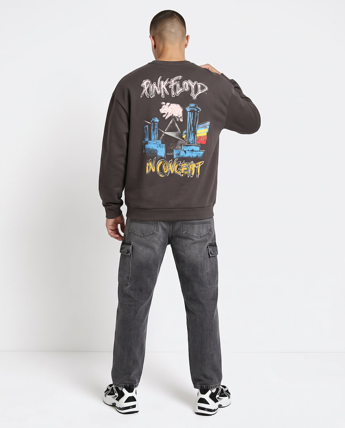 Felpa girocollo Pink Floyd uomo boxy fit - Grigio piombo