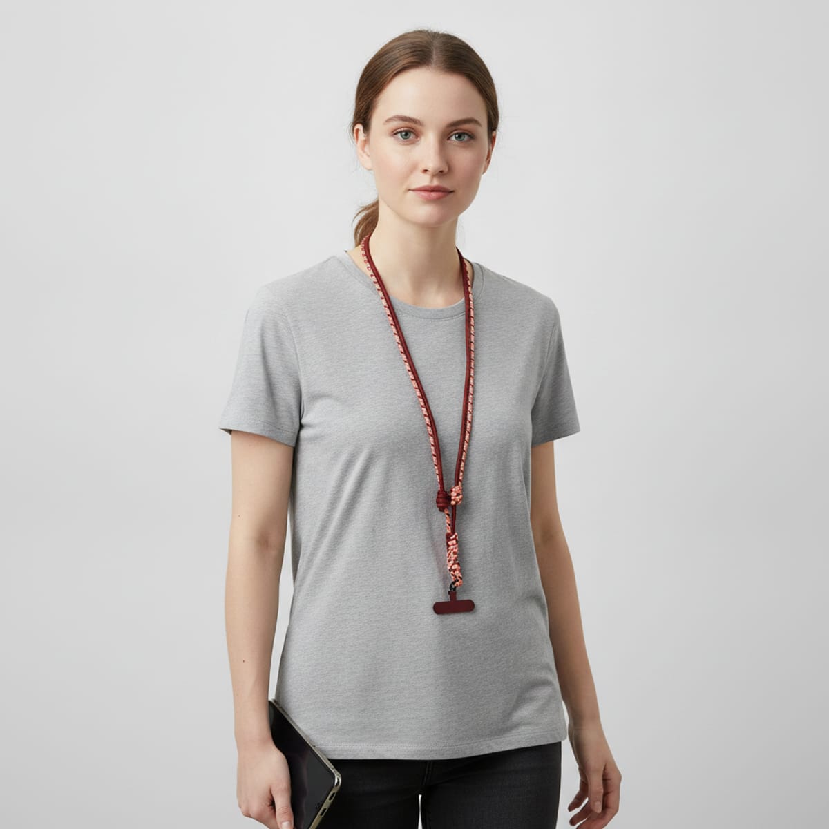 Double Cord Lanyard for Mobile Phone - Red