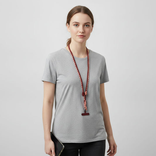 Double Cord Lanyard for Mobile Phone - Red
