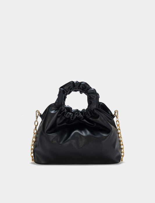 Ruched Handle Women's Bag - Black