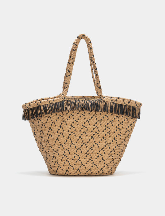 Fringed Women's Shopper Bag - Black