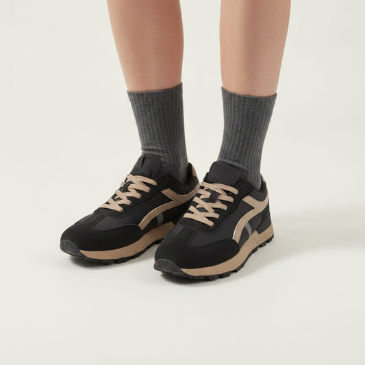 Sneakers retrò da uomo in poliuretano nero - Nero