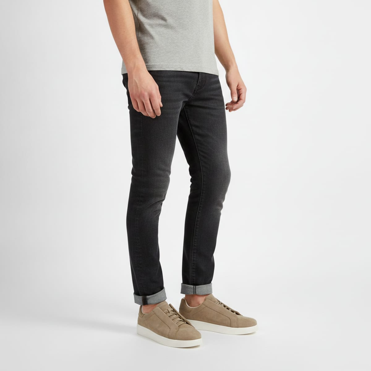 Sneakers con allacciatura nascosta uomo - Grigio tortora