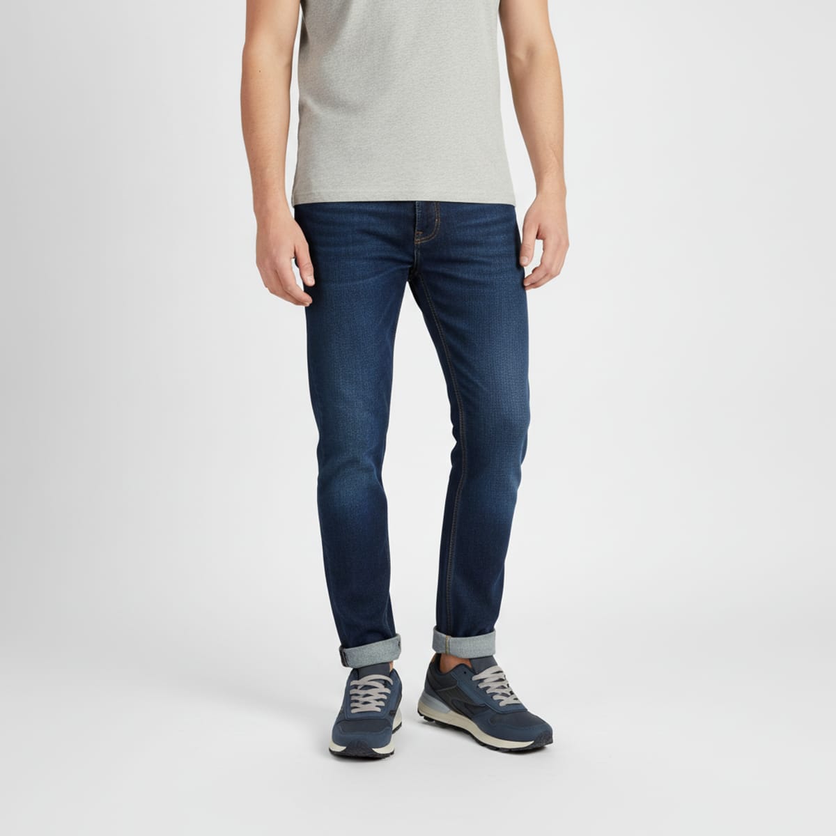 Gray sneakers with matching details - Blue