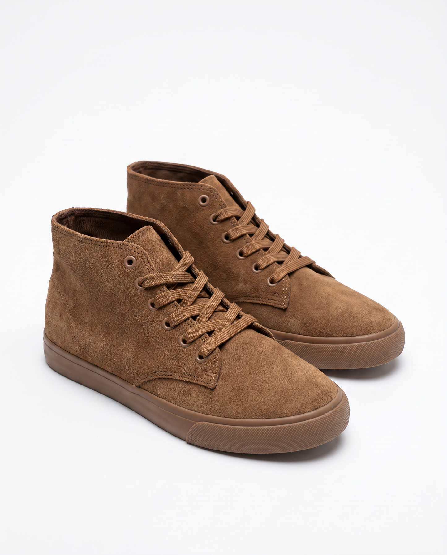 Sneakers a collo alto effetto scamosciato - Cammello