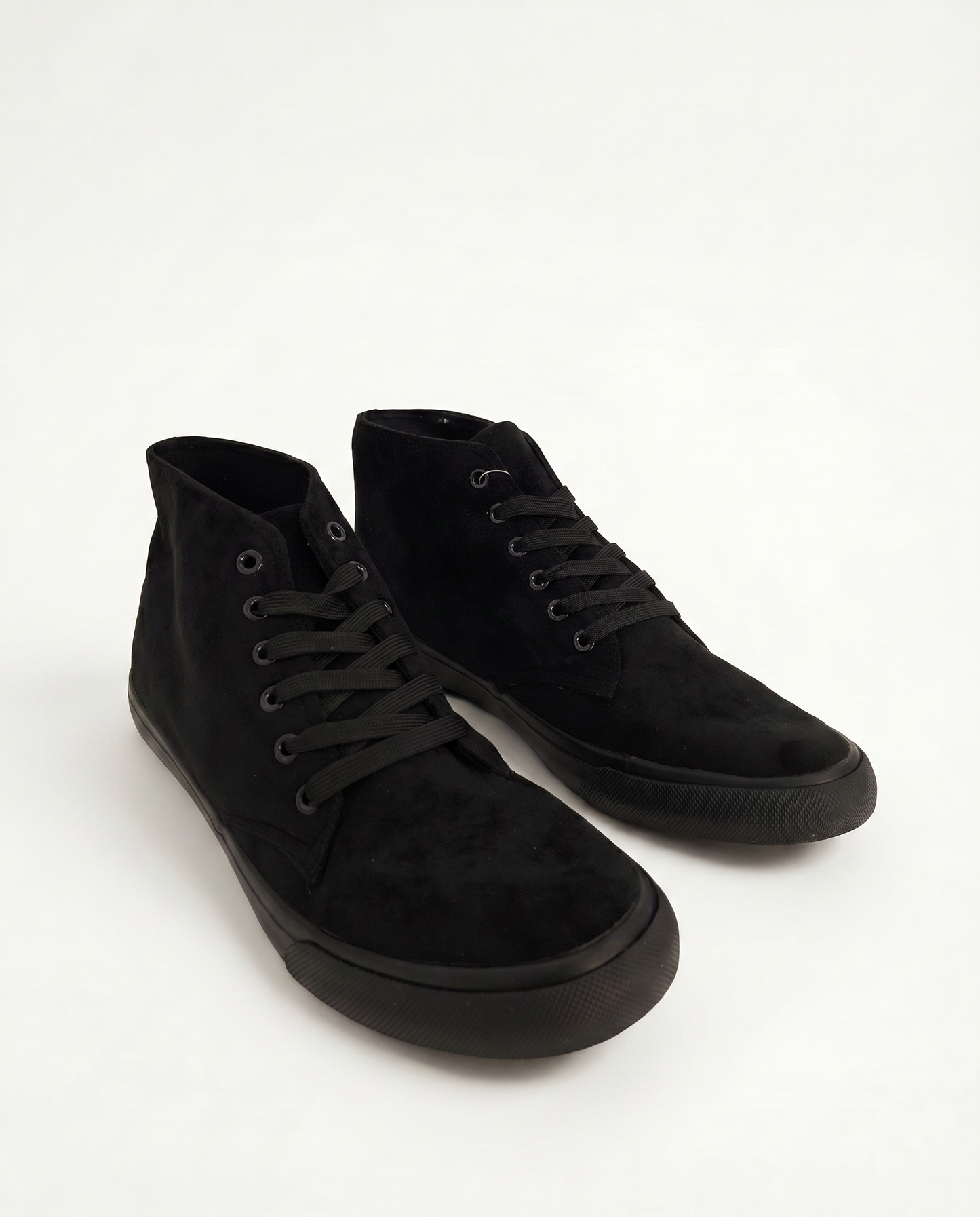 Sneakers a collo alto effetto scamosciato - Nero