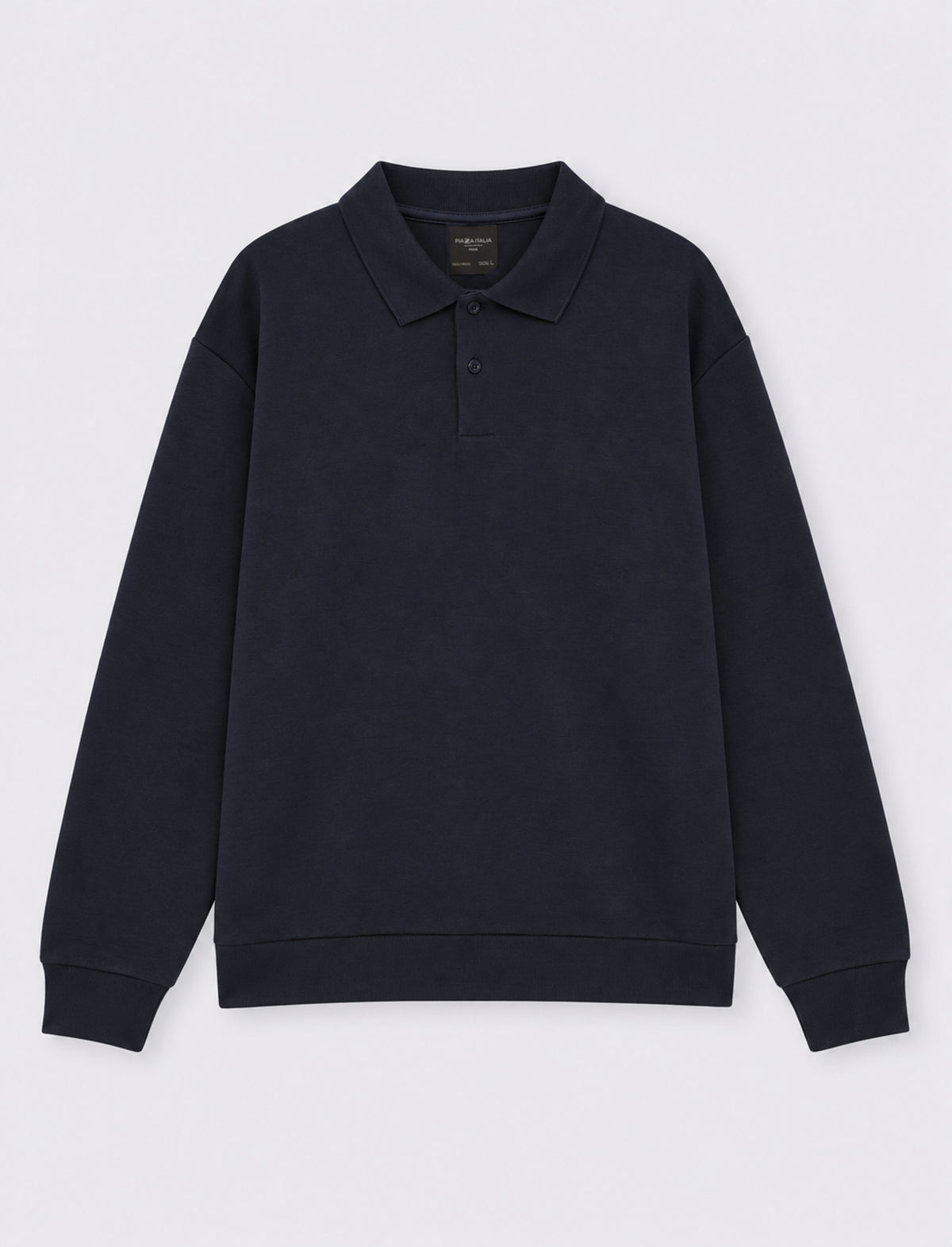Felpa polo regular fit in interlock - Blu