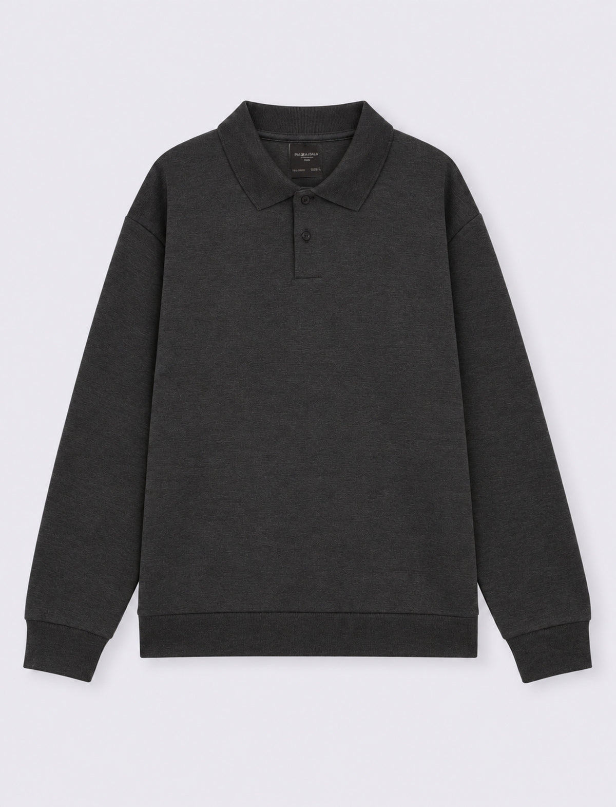 Regular fit polo sweatshirt in interlock - Grey