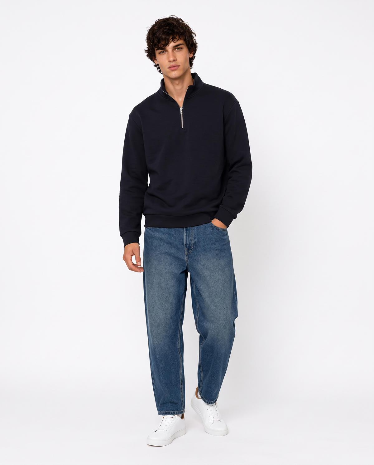 Felpa lupetto interlock per uomo - Blu