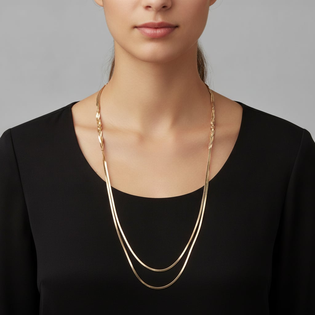 Collana piattina intrecciata - Oro