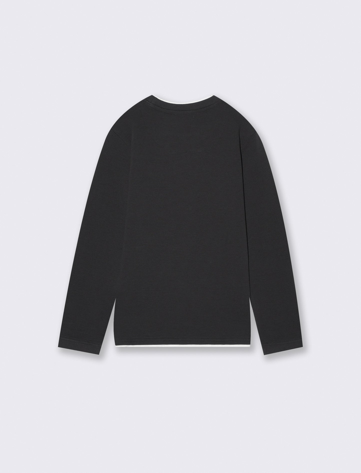 Minimal crew neck waffle cotton T-shirt - Black