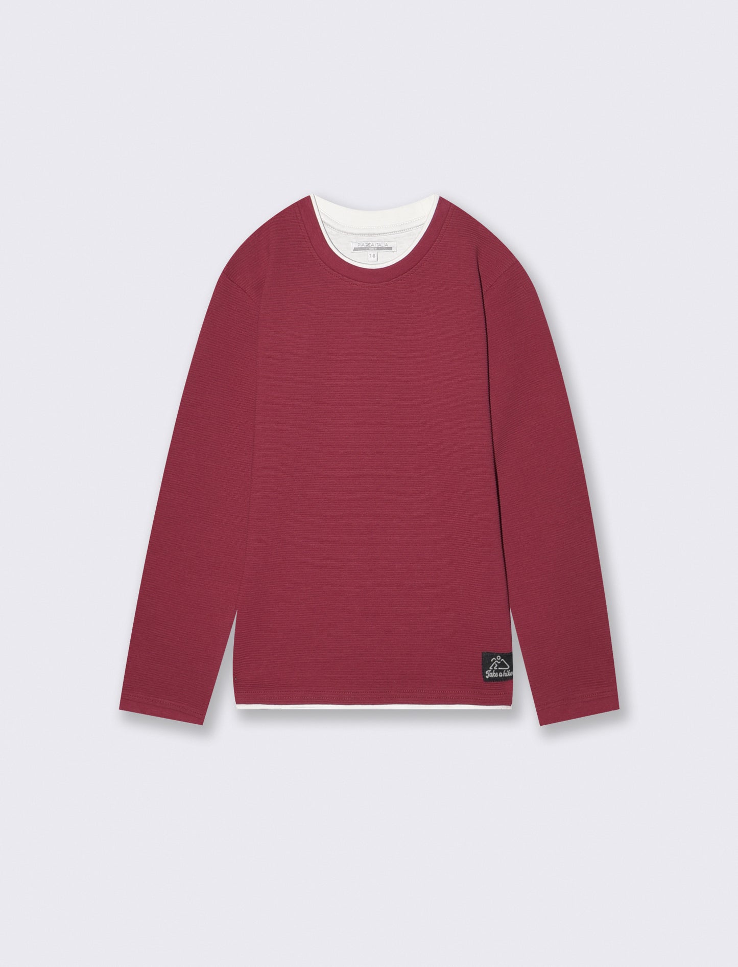 T-shirt girocollo minimal in cotone waffle - Bordeaux