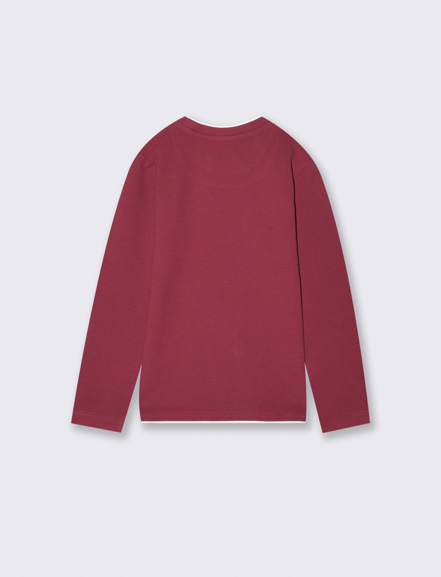 Minimal crew neck waffle cotton T-shirt - Red