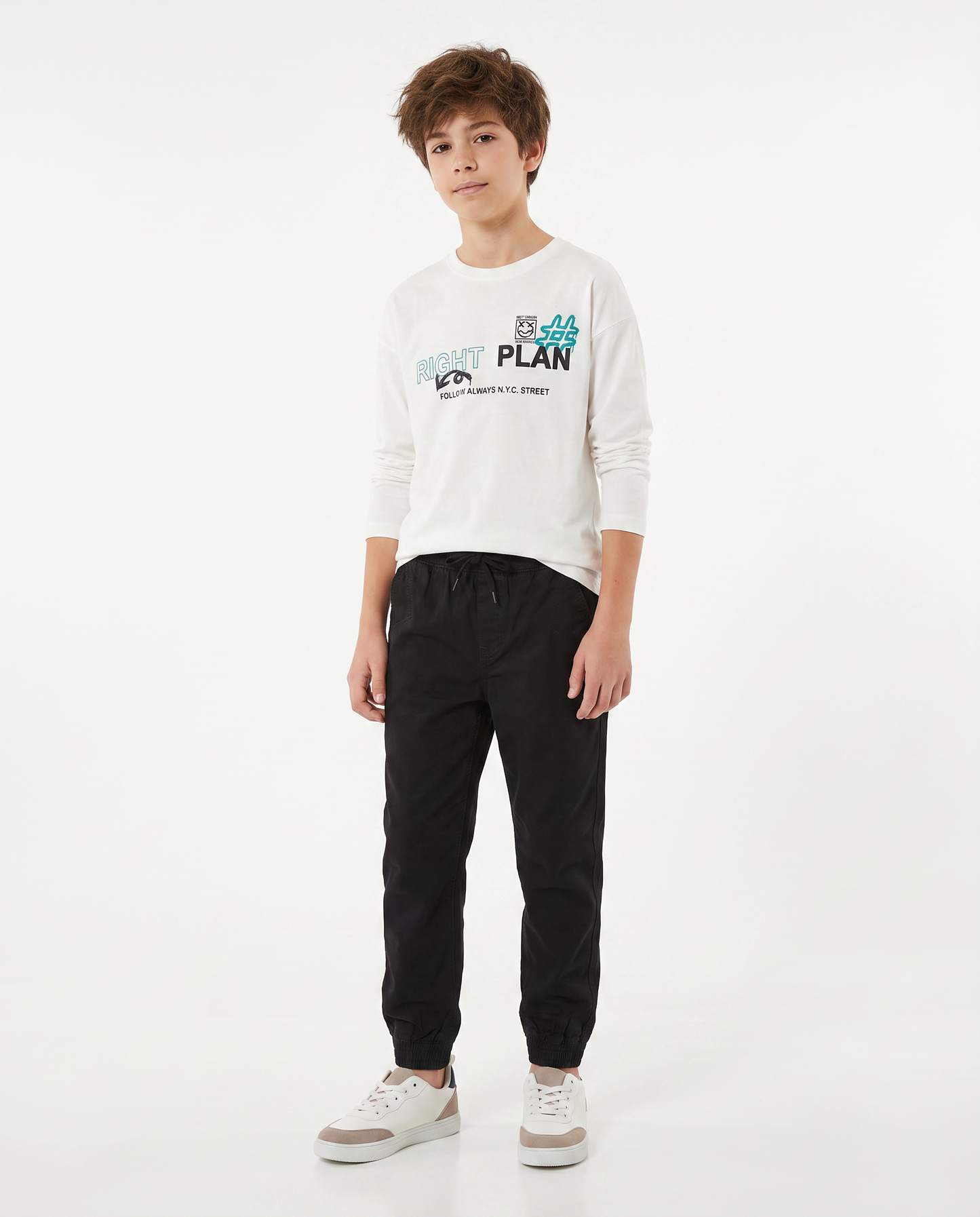 Cotton twill jogger pants - Black