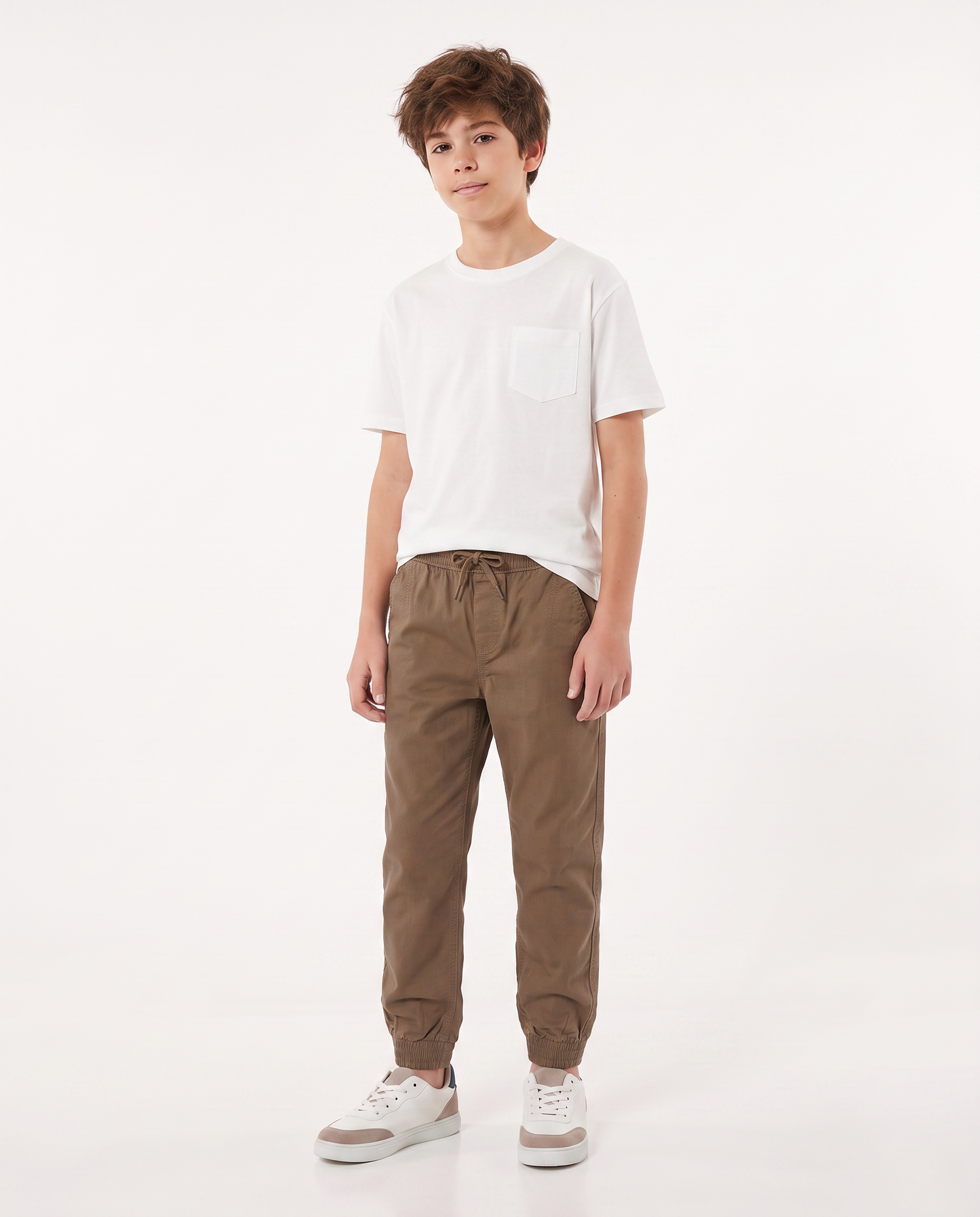 Cotton twill jogger pants - Brown