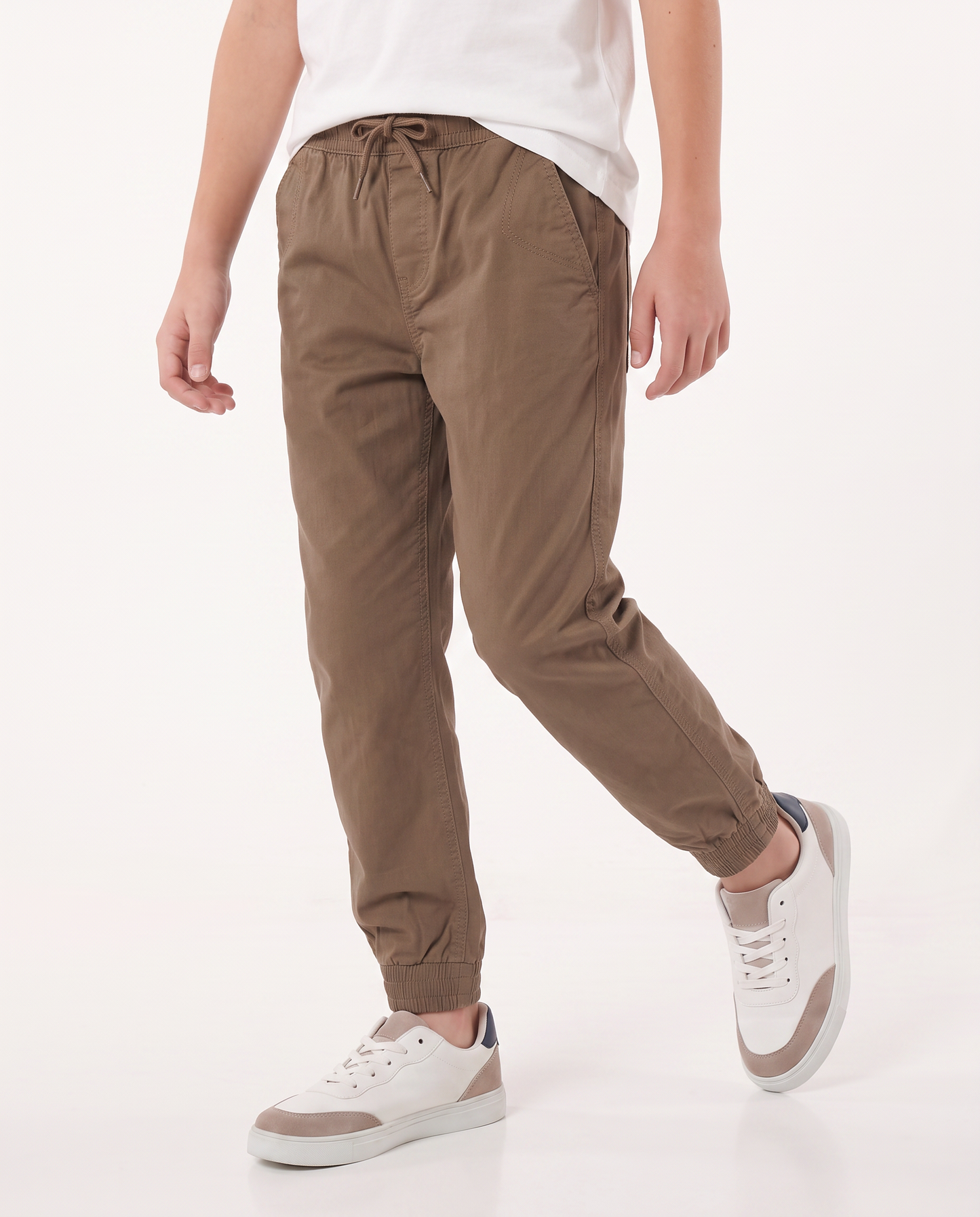 Cotton twill jogger pants - Brown