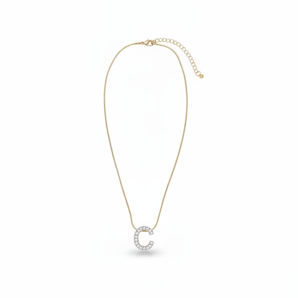 Collana con lettera strass - var 2