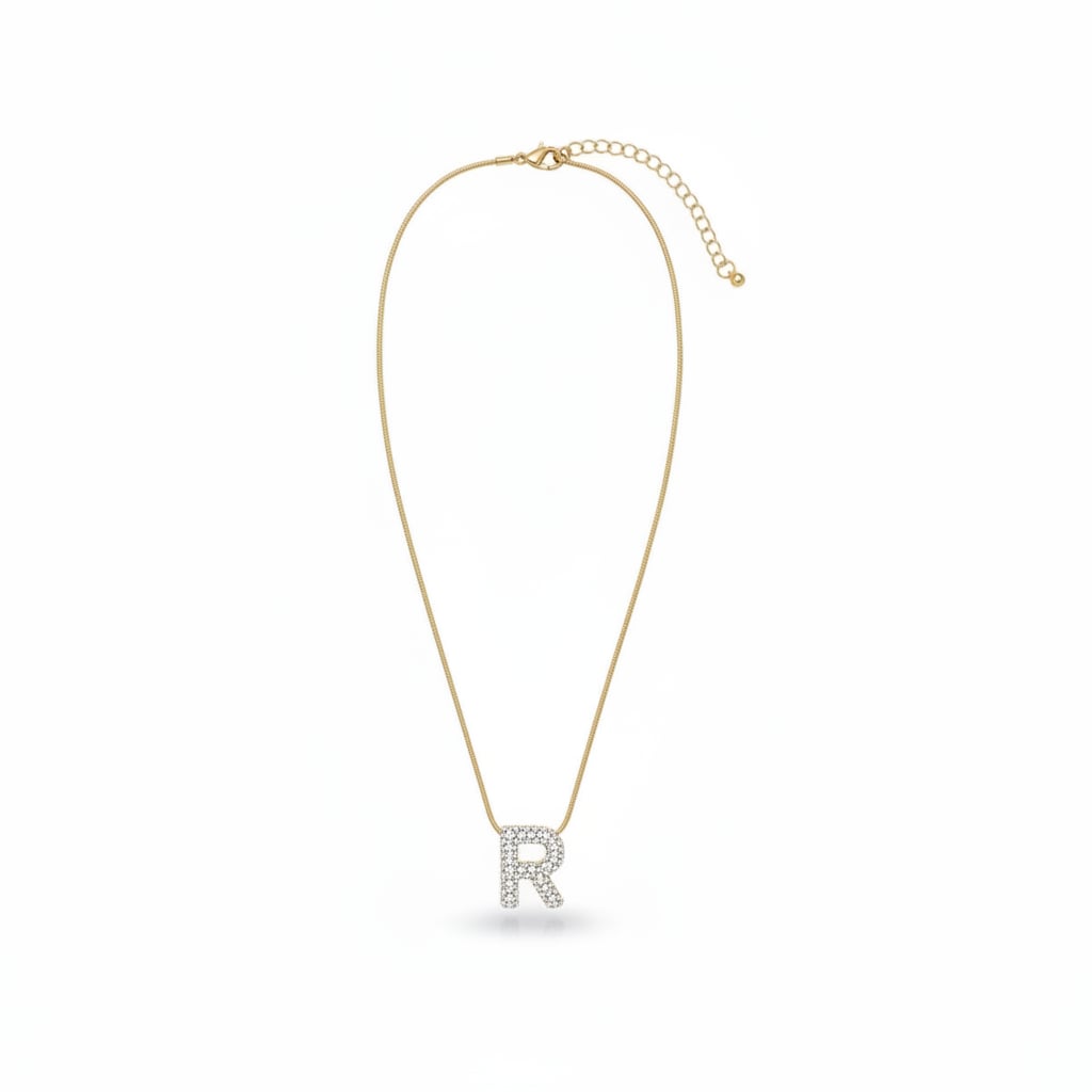 Collana con lettera strass - Var 6