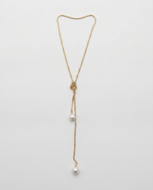Collana nodo con perle coda di topo - Oro