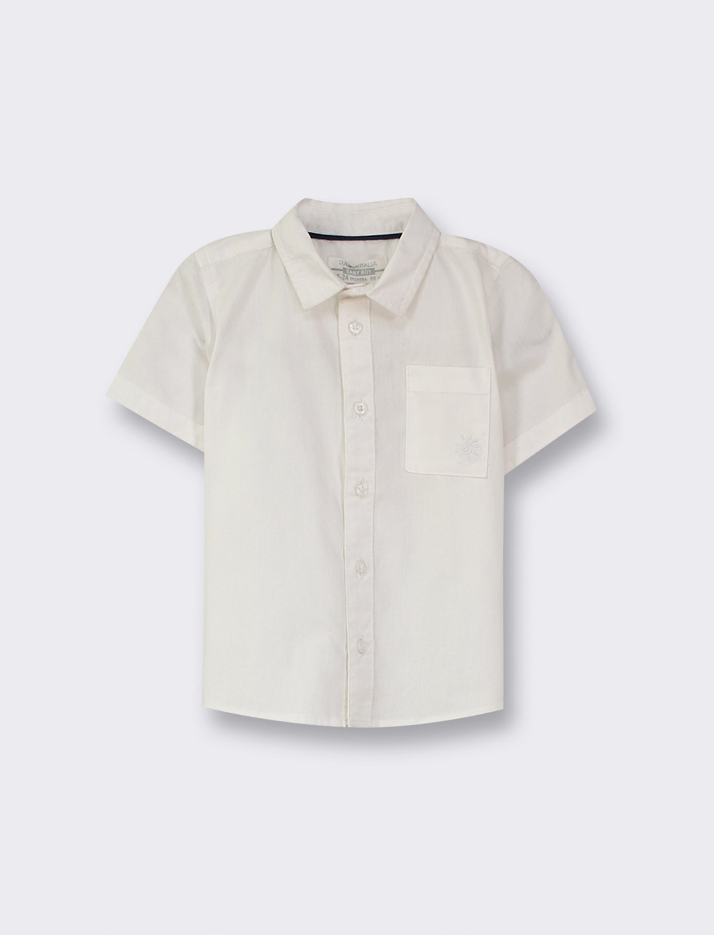 Short Sleeve Cotton Shirt with Front Buttoning and Pocket, 2 Color Options - White