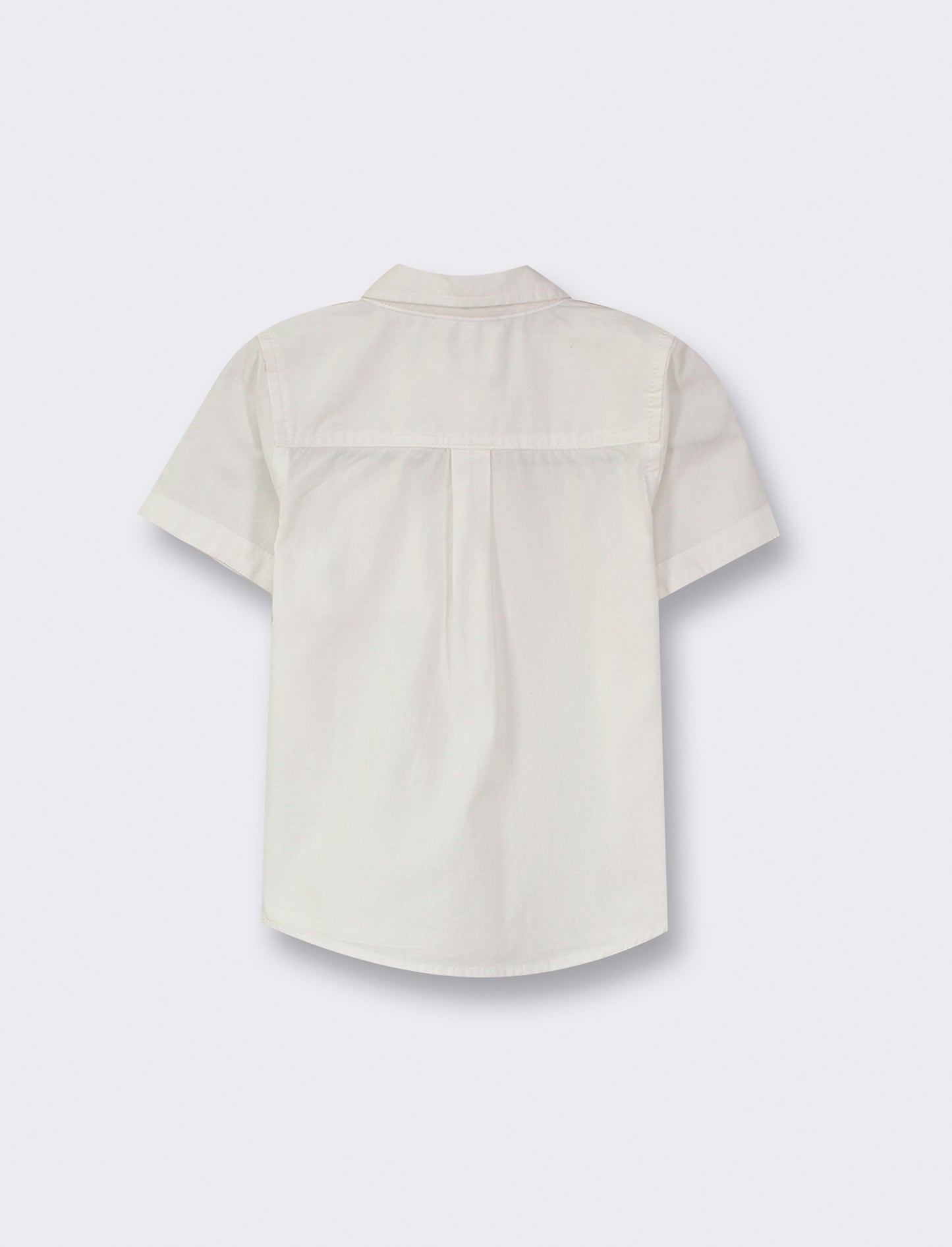 Short Sleeve Cotton Shirt with Front Buttoning and Pocket, 2 Color Options - White