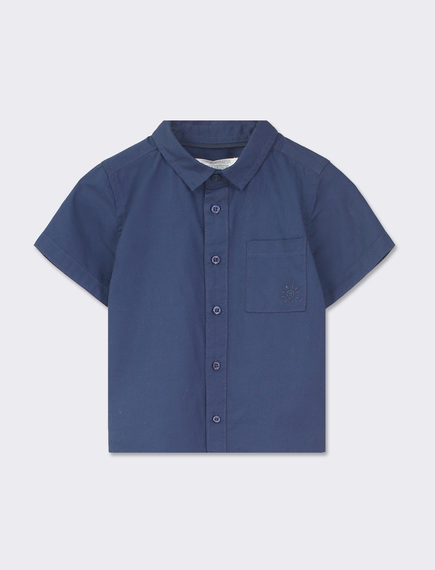 Short Sleeve Cotton Shirt with Front Buttoning and Pocket, 2 Color Options - Blue