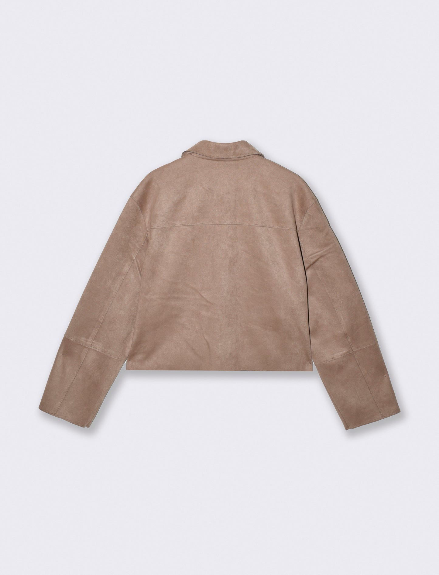 Giacca in suede con colletto e tasche - Beige grano
