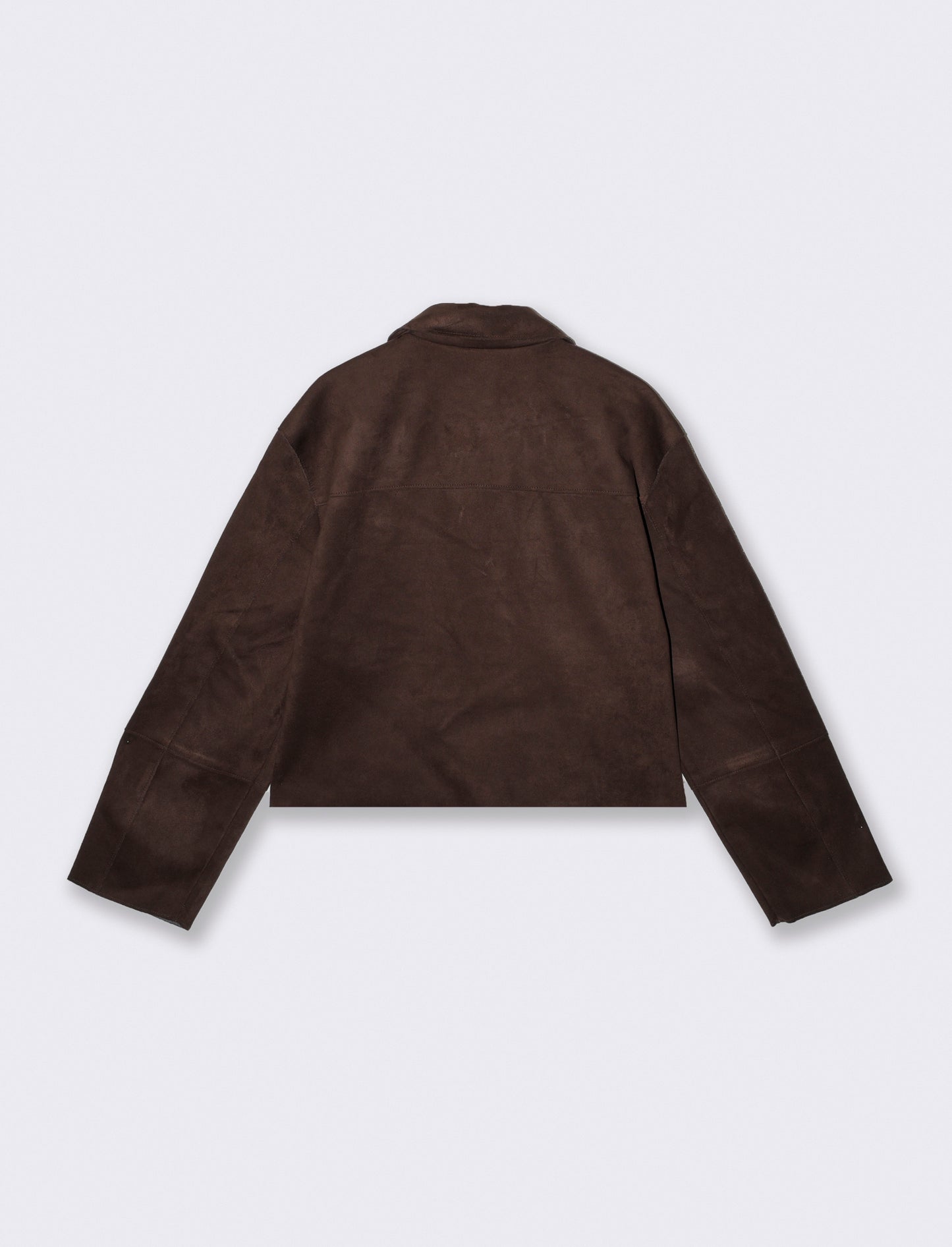 Giacca in suede con colletto e tasche - Moro