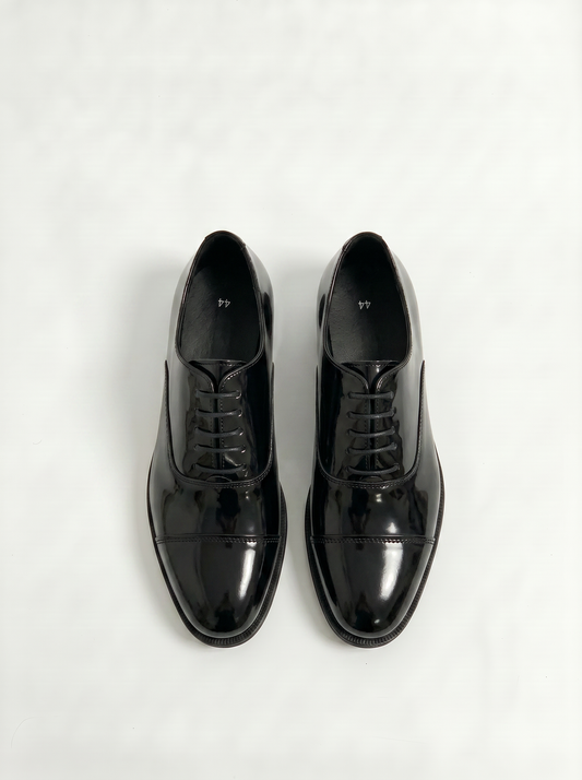 Scarpa stringata nera con doppia cucitura - Nero