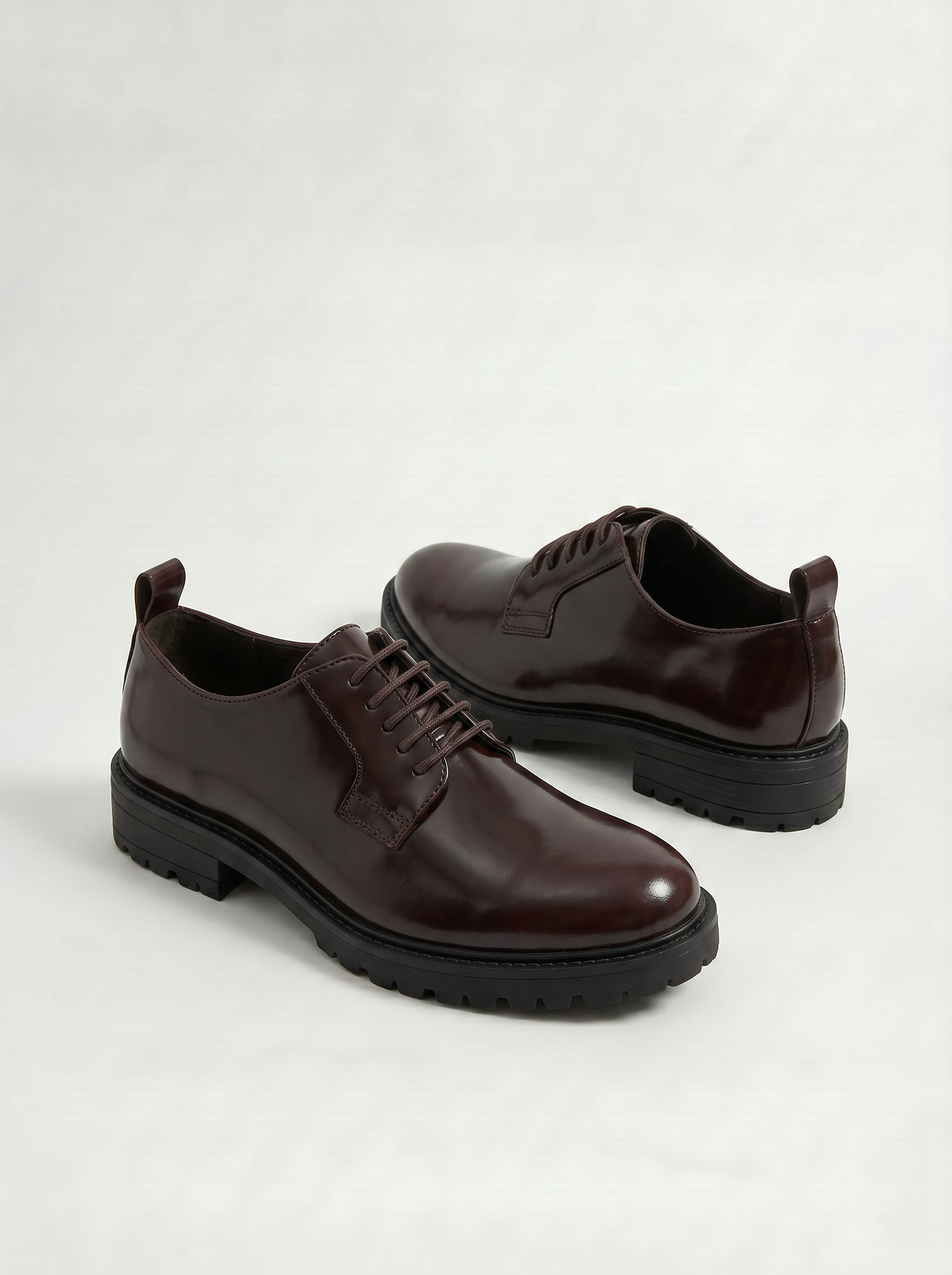 Men's polyurethane lace-up shoes - Brown