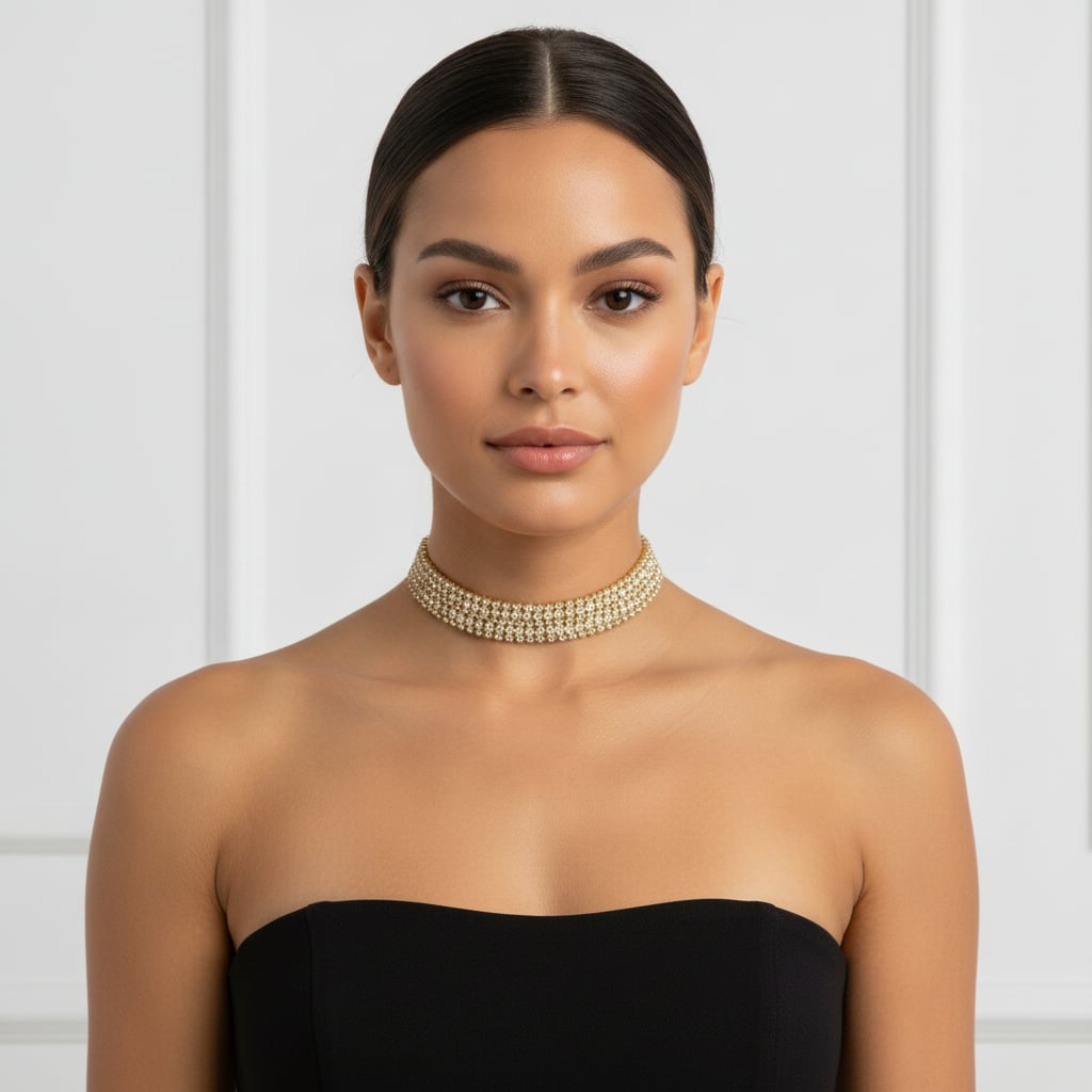 Collana girocollo con strass - Oro