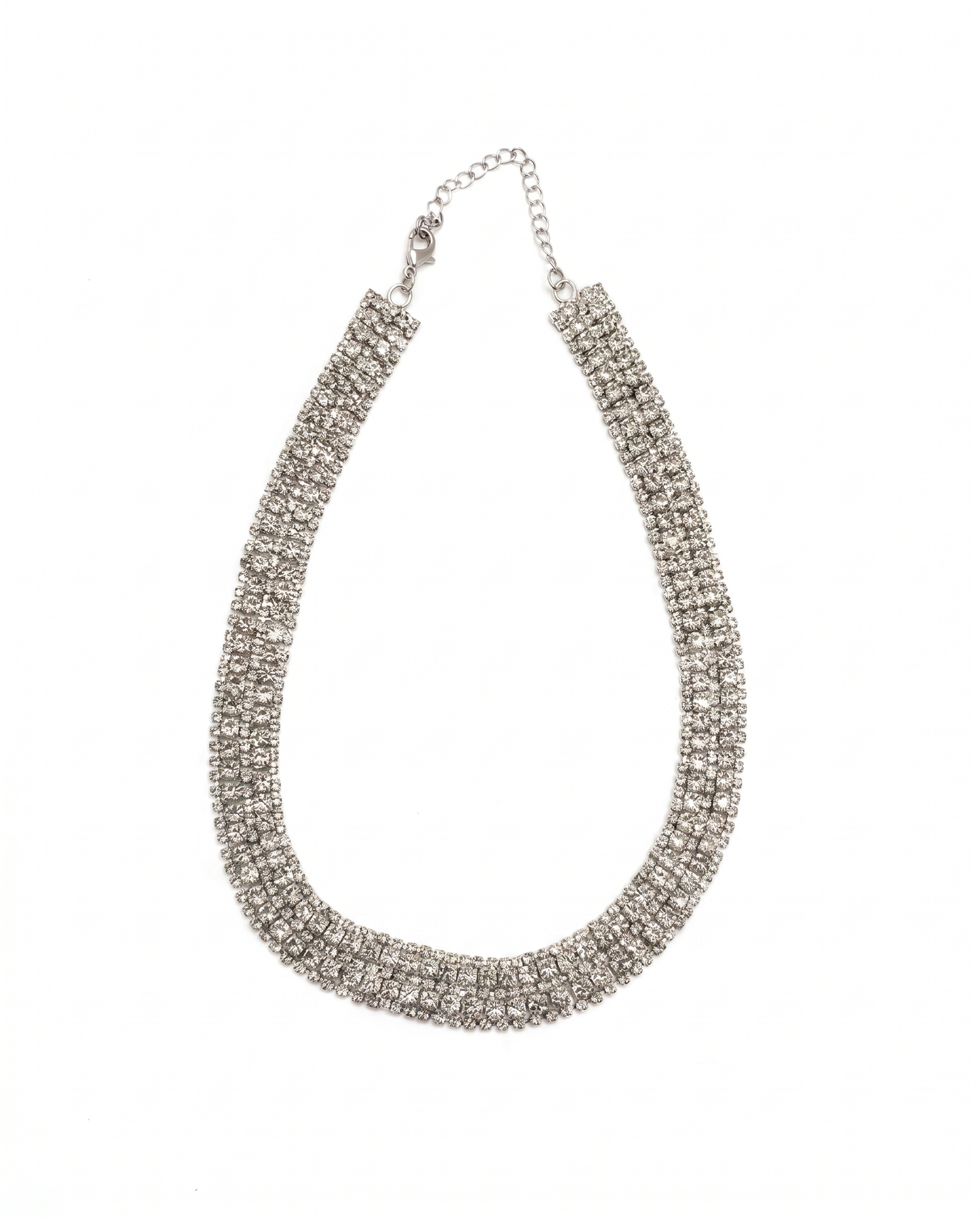 Collana girocollo con strass - Argento