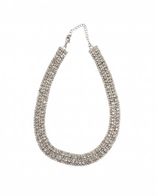 Collana girocollo con strass - Argento