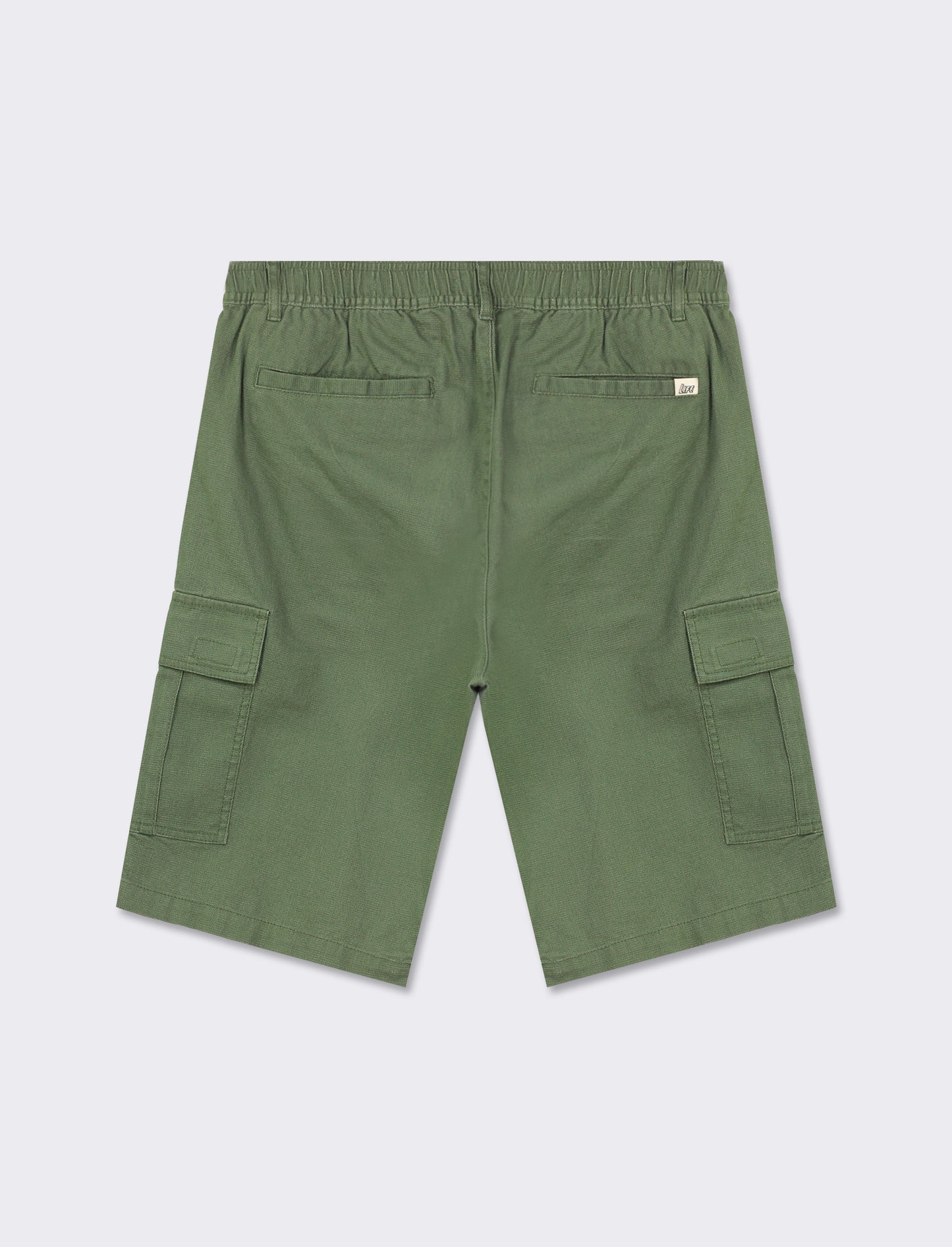 Structured Cotton Cargo Bermuda Shorts with Side Pockets and Zip/Button Closure - Green