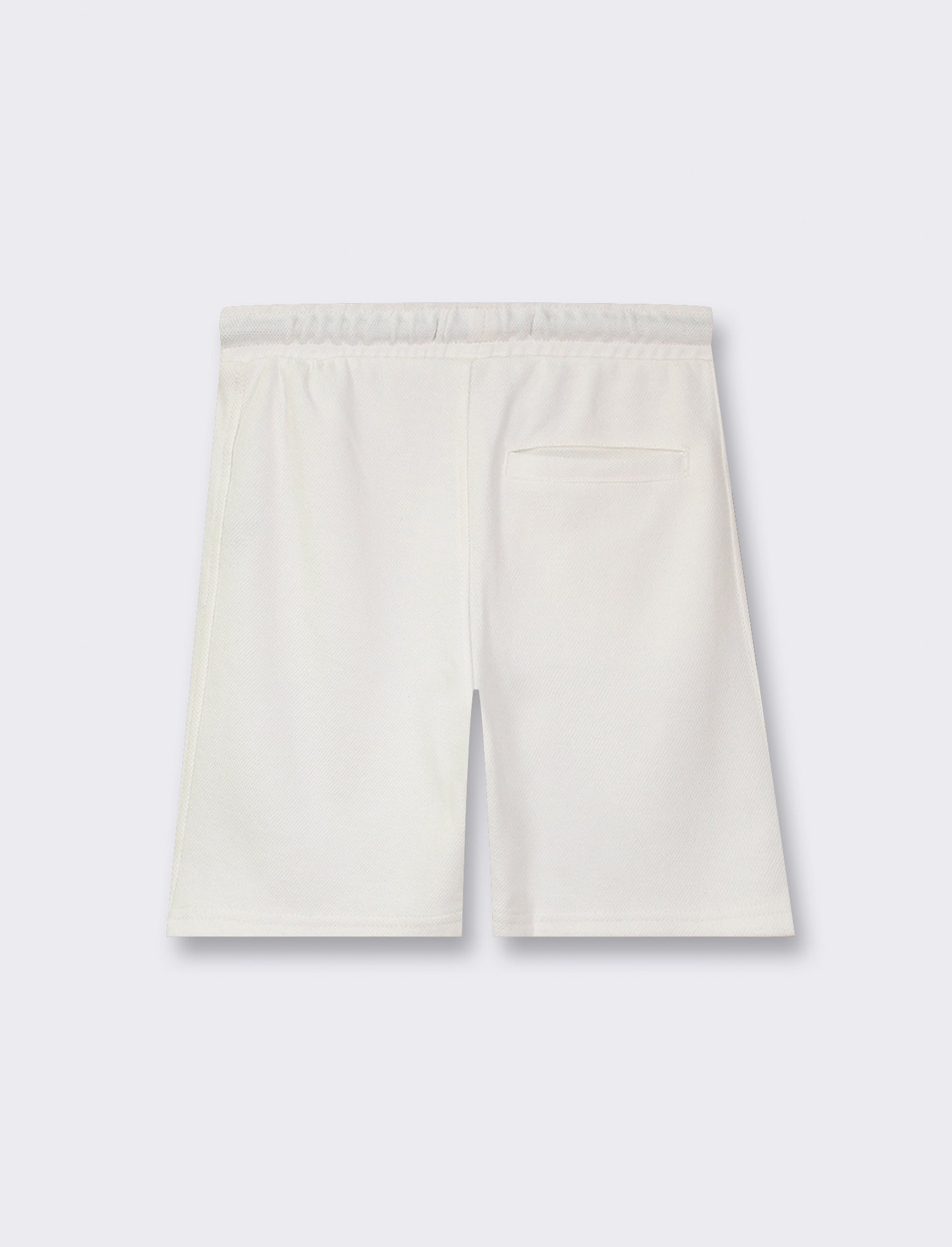 Cotton Bermuda Shorts with Elastic Waistband and Label Application - White