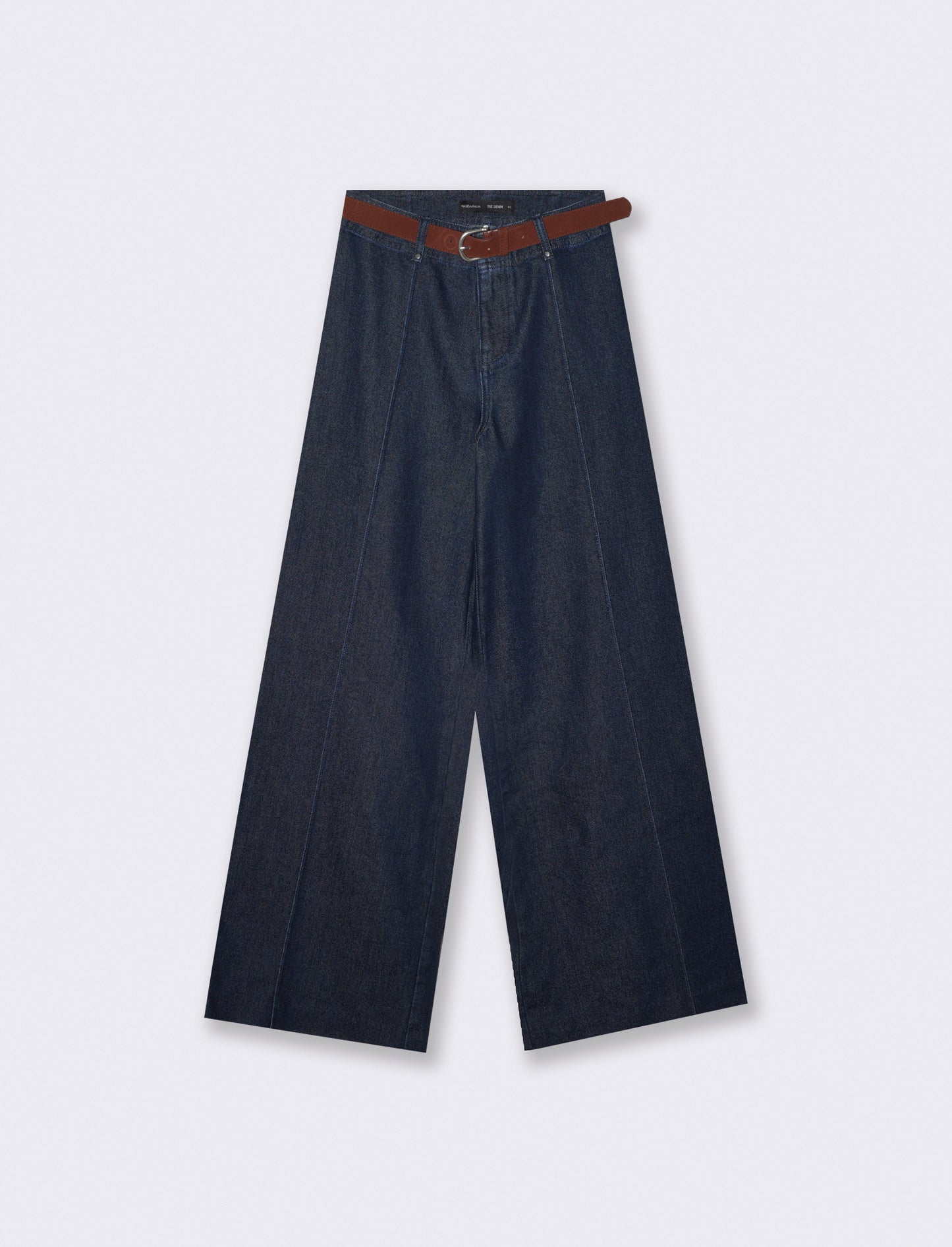 Jeans palazzo a vita alta con nervature - Denim