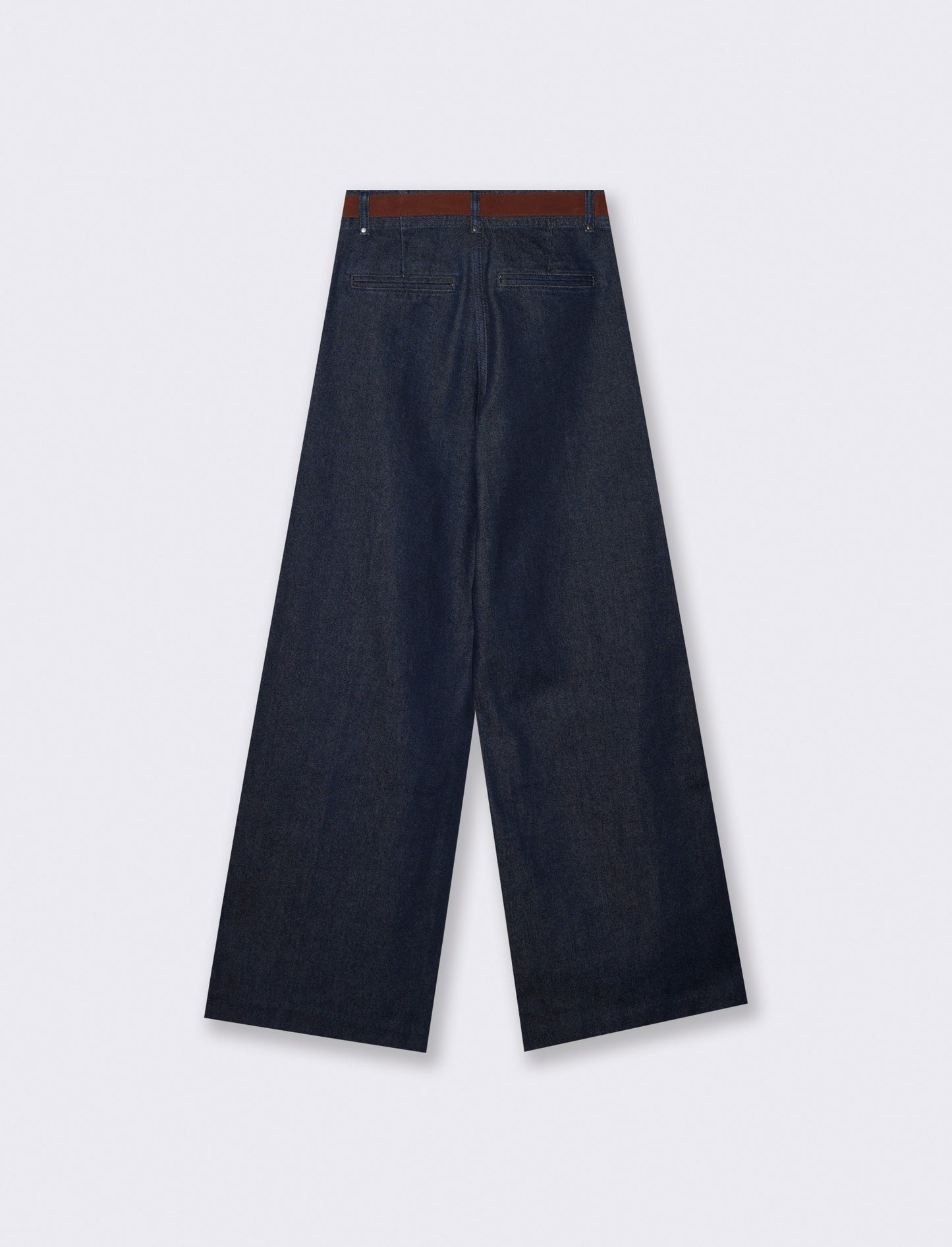 Jeans palazzo a vita alta con nervature - Denim