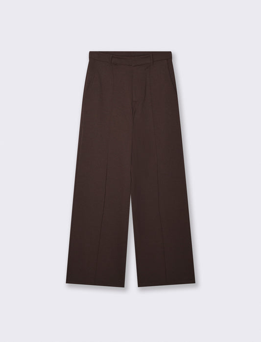 Classic high waist wide leg trousers - Brown