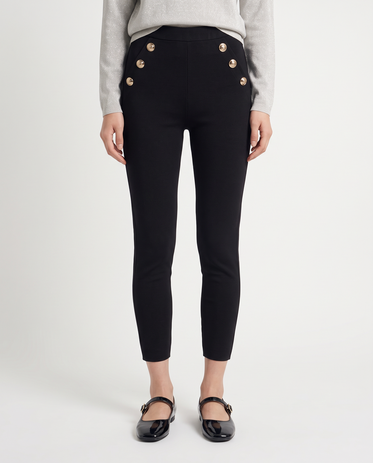Fuseaux skinny con bottoni decorativi - Nero