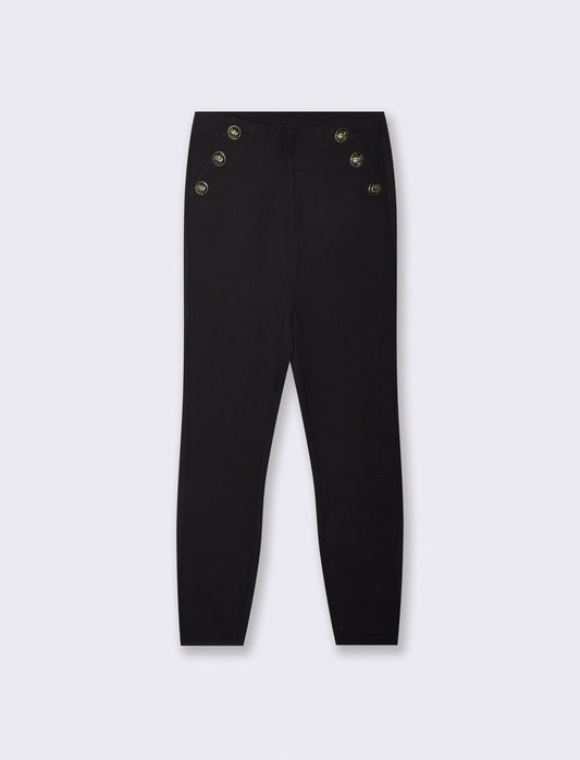 Skinny pants with decorative buttons - Black