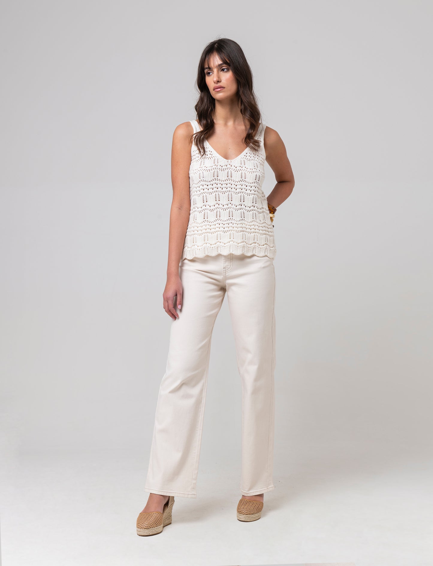 Woman's basic 5 pocket jeans - Beige