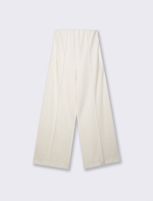 High-waisted palazzo pants with pockets - Beige