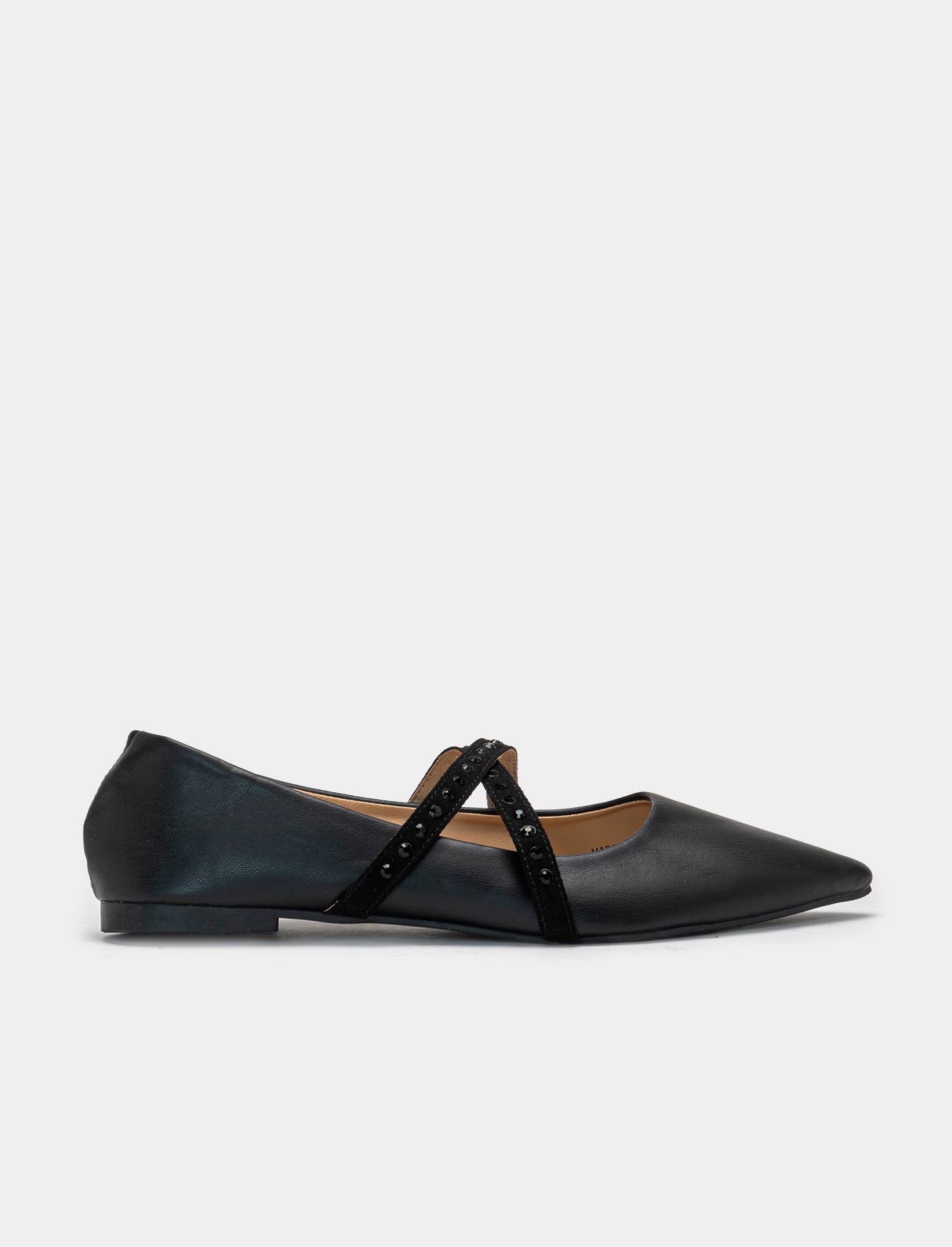 Ballerina con stringhe in due varianti colore - Nero