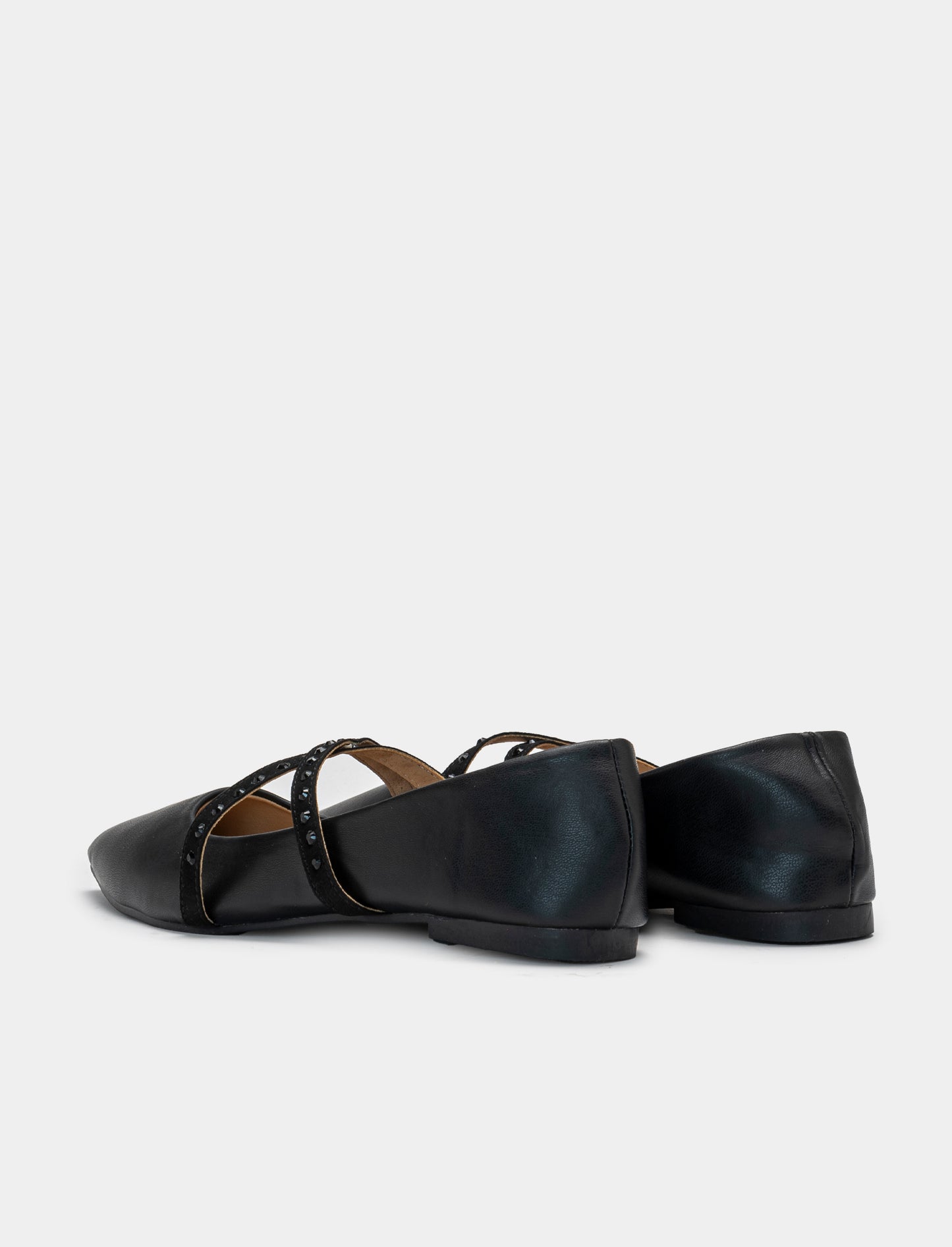 PU Ballerina with Laces - Two Color Options - Black