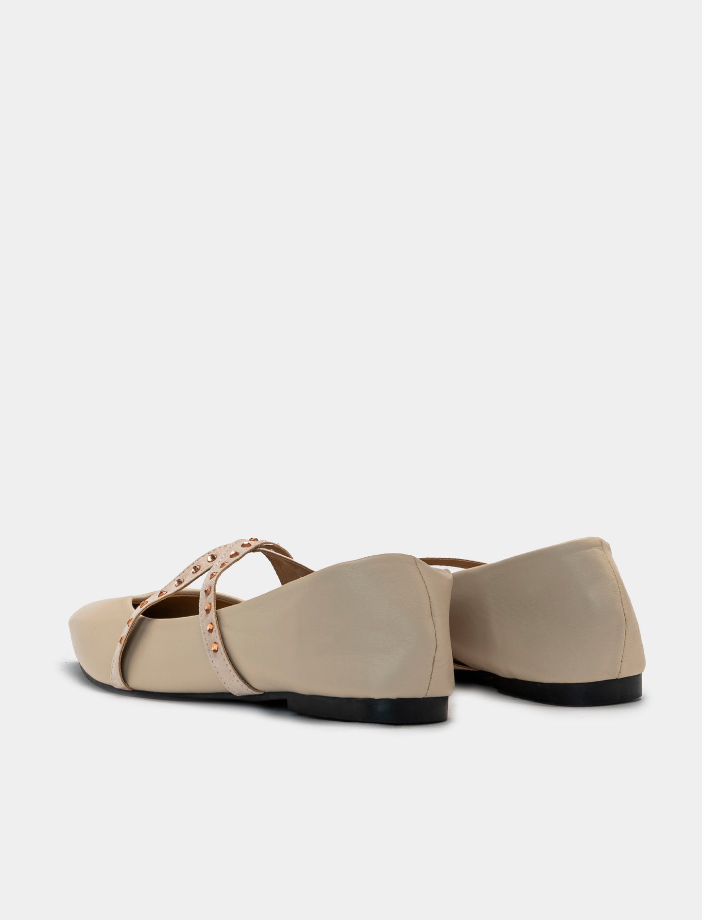 PU Ballerina with Laces - Two Color Options - Beige