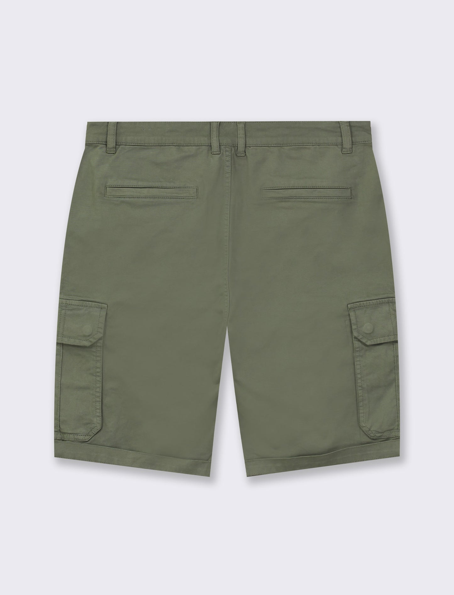 Cotton Stretch Washed Cargo Bermuda Shorts with Side and Back Pockets - Green